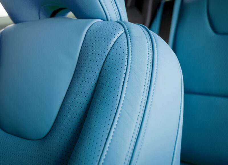 Modern,Car,Blue,Perforated,Leather,Interior.,Part,Of,Leather,Car